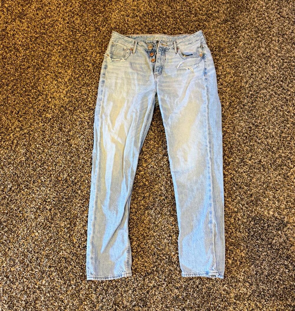 American Eagle Women’s Mid-Rise Skinny Jeans Blue Light Wash Stretch Denim 4